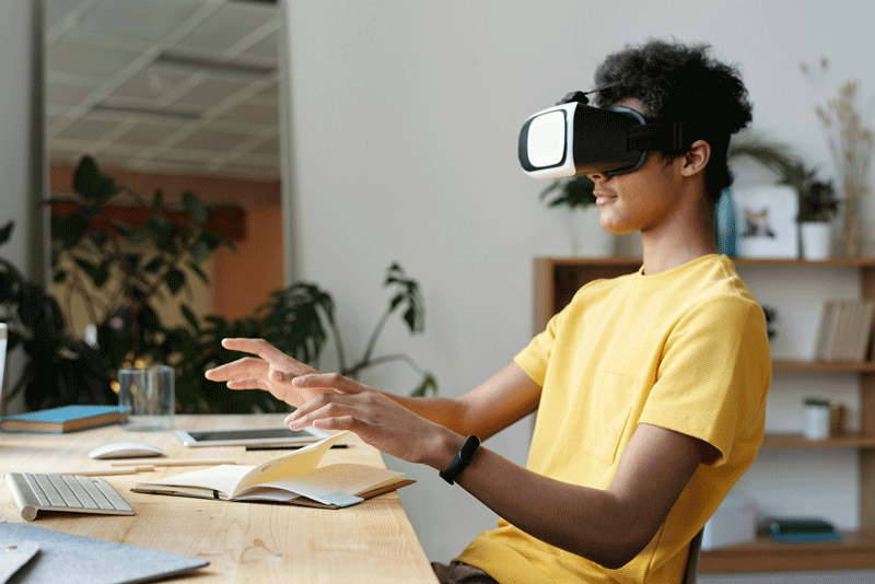 Person with a VR Headset Exploring